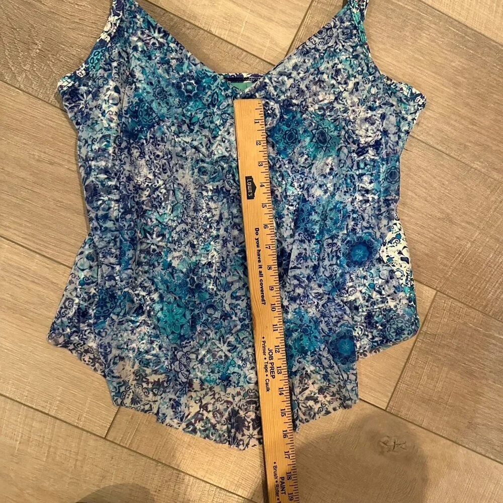 SUNSETS WOMENS BLUE TANKINI BATHING SUIT TOP 38D